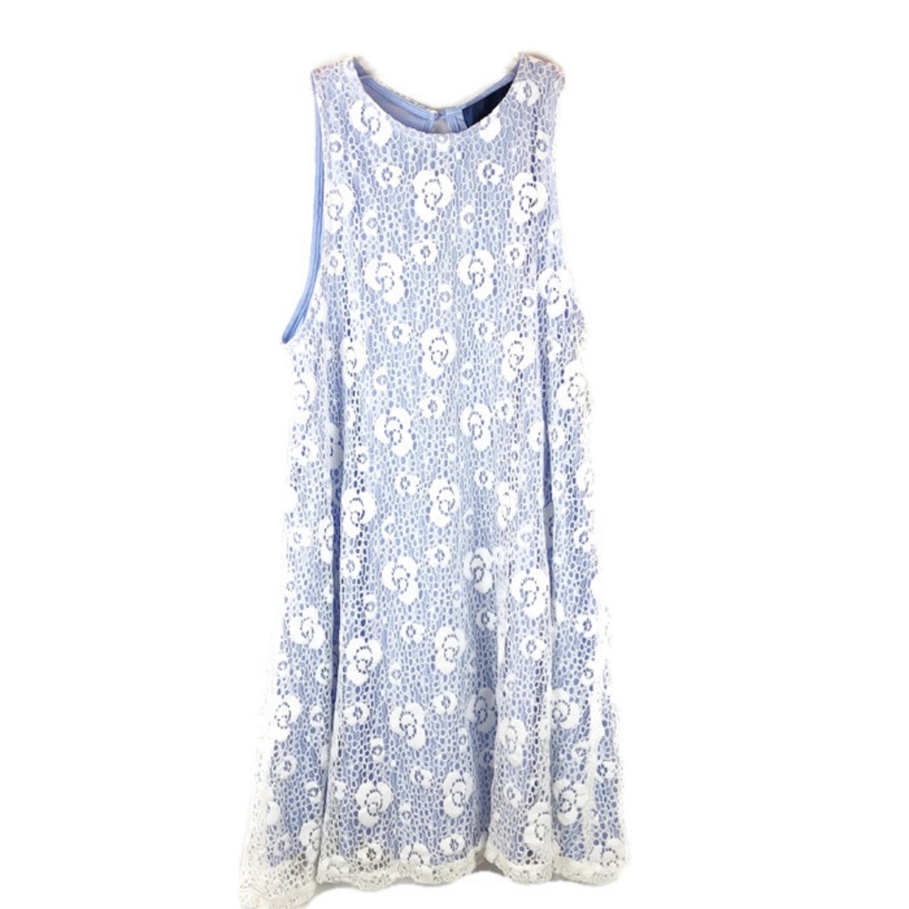 Francesca's Blue Rain Lace Shift Dress Size Large